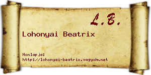 Lohonyai Beatrix névjegykártya
