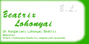 beatrix lohonyai business card